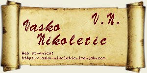 Vasko Nikoletić vizit kartica